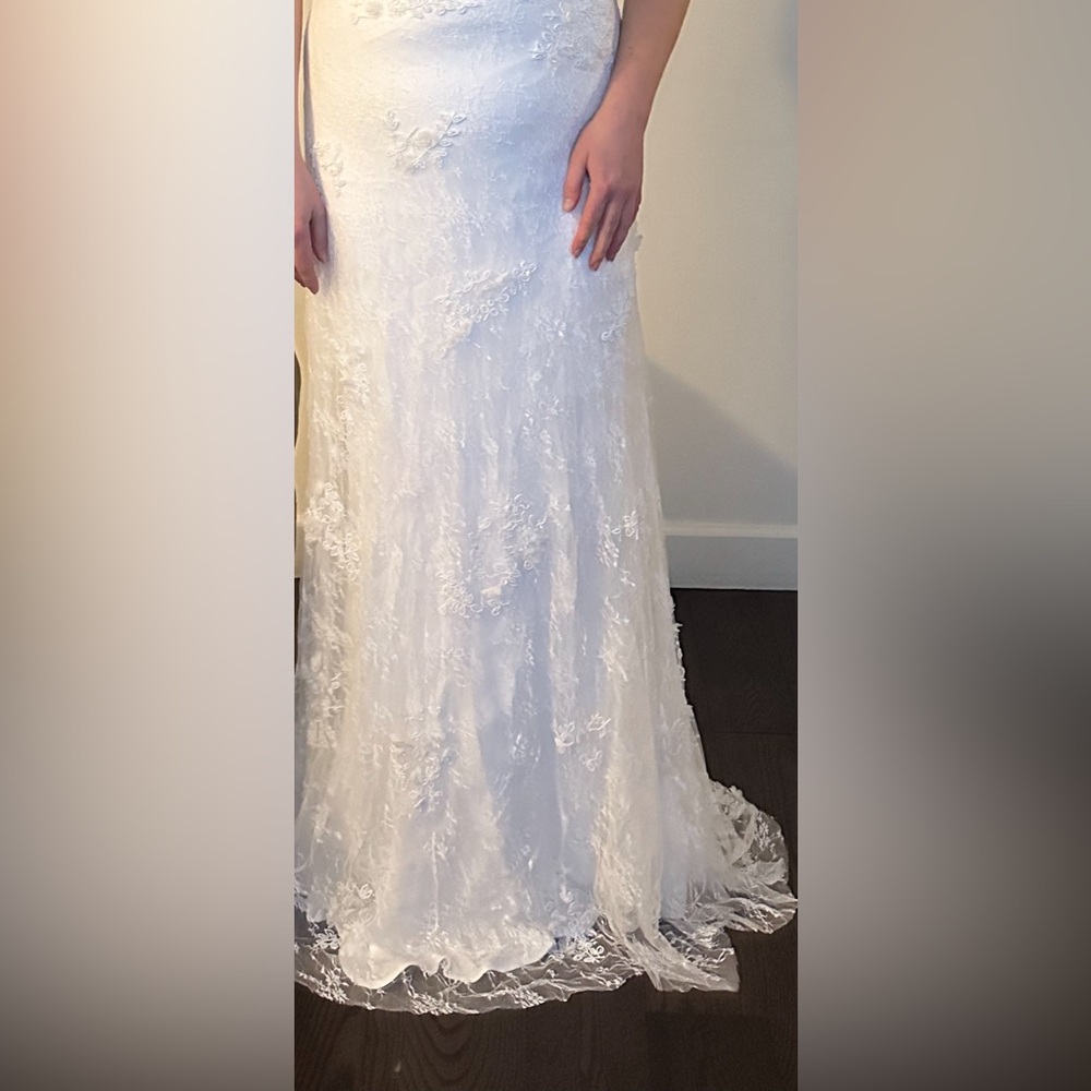 NWT BHLDN Meadow V-Neck Floral Appliqué Sheath Wedding Dress - Picture 12 of 12